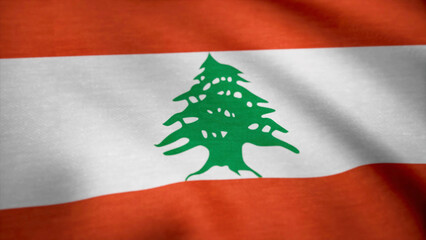 Lebanon waving flag. Flag of Lebanon background