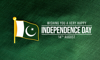 Pakistan Independence day is observed every year on August 14, It marks the anniversary of the partition of the subcontinent into two countries, India and Pakistan. 3D Rendering