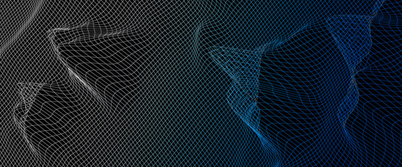 gitter berge, 3d topologie, wireframe spitzen, computer geometrie, modern und abstrakt, rendering, wellen muster, netzwerk darstellung