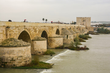 Obraz premium The Roman bridge in Cordoba over the Guadalquivir river.