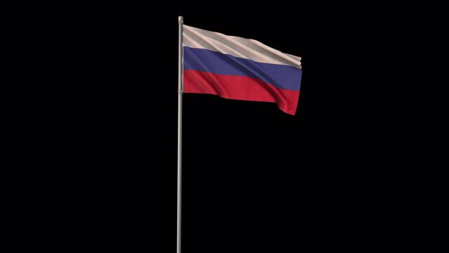 Russia flag, 4k video background is transparent