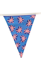 Blue heart union jack jubilee bunting isolated on a white background
