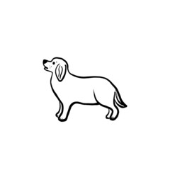 dog with bone, Sketch dog, black and white dog