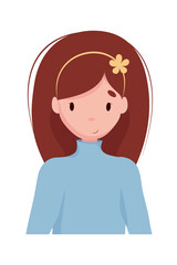 Vector portrait of a cute girl avatar in flat style.Avatar concept. Character