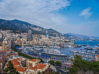 Fototapeta na wymiar Monaco City buildings and the harbour