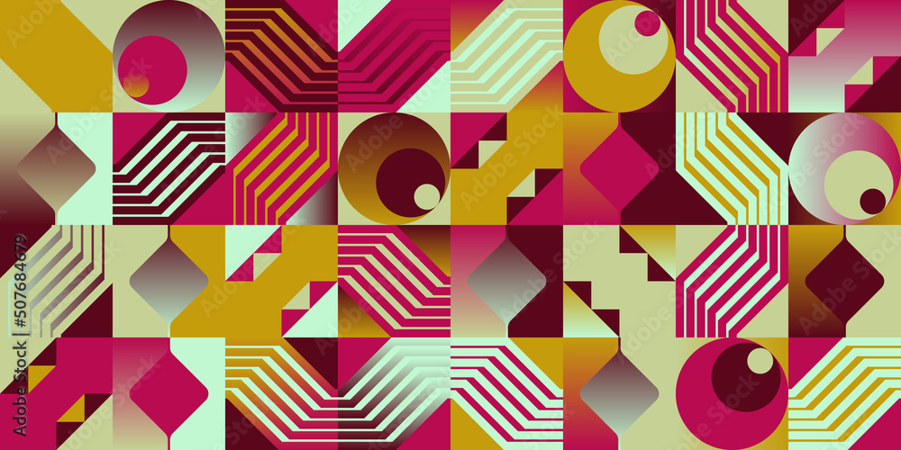 Poster retro future inspired artwork made with abstract vector graphics and geometric shapes