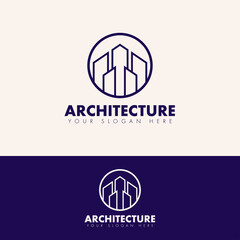 modern simple outline real estate building logo concept