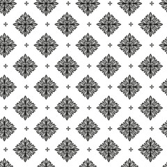 Black and white lace pattern vector line geometry style seamless pattern. vector illustration of lace fabric