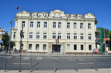 Fototapeta premium Vilnius, Lithuania, Old city, Church of St. Peter and St. Paul, Church of St. Paraskeva, Church of St. Casimir, Choral Synagogue, Pilies, Didzioji, Ausros Vartu, Palace of Grand Duke, Cathedral.