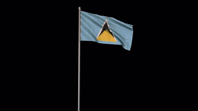 Saint Lucia flag, 4k video background is transparent
