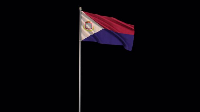 Saint Martin flag, 4k video background is transparent
