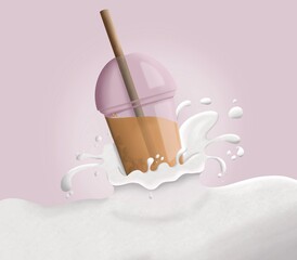Bubble Tea schwimmt auf Milch