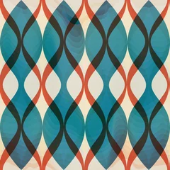 Gordijnen Blauw vintage mozaïek naadloos patroon © gudinny