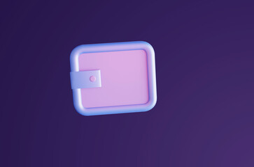 Thick wallet 3d rendered icon. Online payment and money saving concept