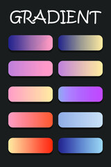 Set of vector gradients in pastel colors. Multicolored backgrounds. Abstraction