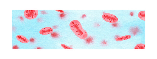 blue background with virus and monkeypox virions