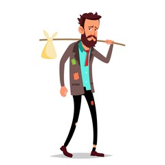 Cartoon character businessman bankrupt who lost all his money