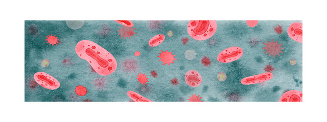 background with virus and monkeypox virions