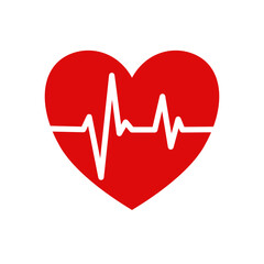  Serce z linią bicia serca. puls, ekg © KR Studio