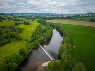 River and city in the distanc