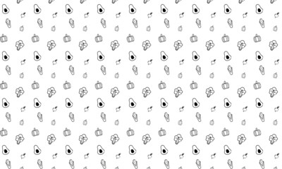vegetable pattern in black and white