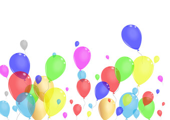 Purple Toy Background White Vector. Balloon Festive Design. Blue Festival. Bright Surprise. Air Concept Frame.