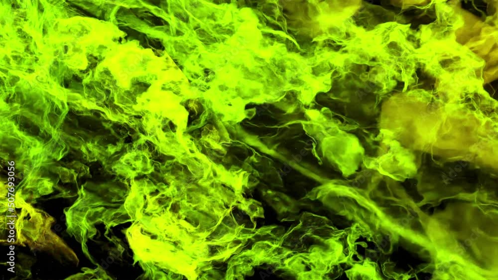 Poster moving 3d streams of smoke on black background. design. dynamic flow of colorful fog on black backgr