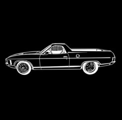 Obraz na płótnie Canvas the vector illustration of the vintage American car isolated on black