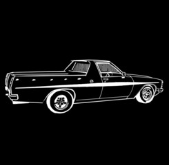 Obraz na płótnie Canvas the vector illustration of the vintage American car isolated on black