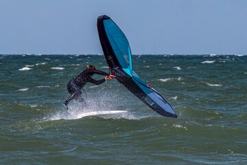Wing Surfer overthrow into the water