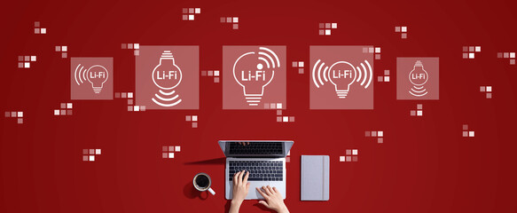 LiFi theme with person working with a laptop