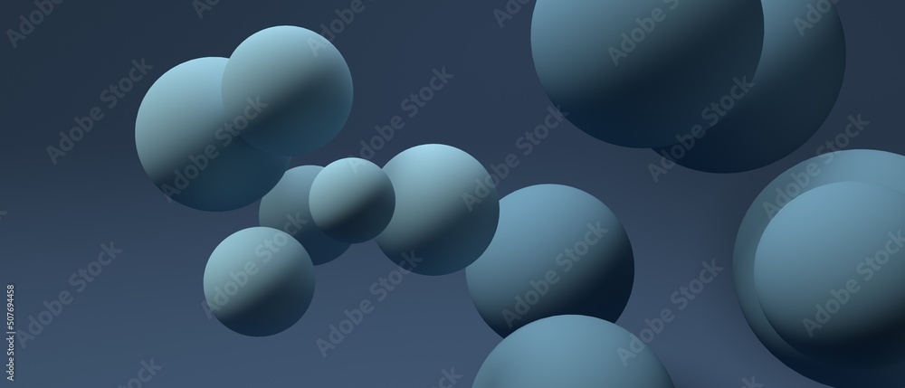 Poster 3d render design of floating sphere background