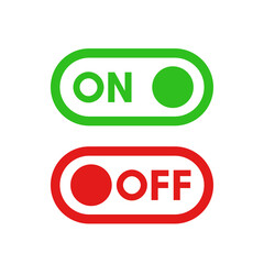 Switch toggle green grey isolated vector elements. User On and Off button symbol sign or icon.