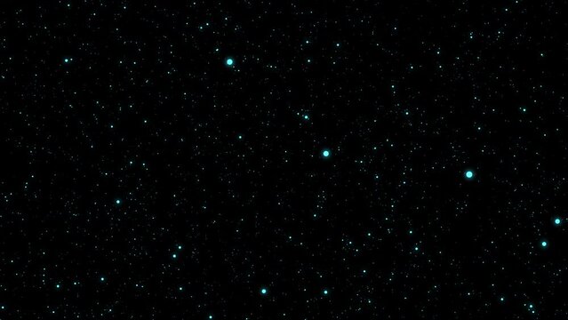 Black background.Motion.Bright space in abstraction where various white stars are to blame.