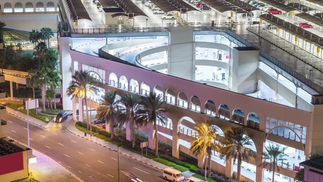 dubai city famous mall of emirates side rooftop front panorama 4k time lapse uae