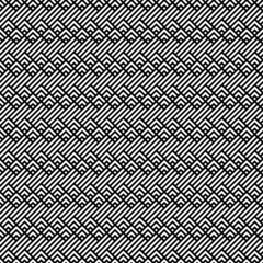 Seamless mountains, arrows, strokes pattern. Repeated chevrons, diamonds, angle brackets, curves, lines background. Ethnic ornament. Ancient window tracery motif. Digital paper, textile print. Vector.