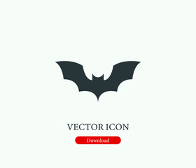 Bat vector icon. Editable stroke. Symbol in Line Art Style for Design, Presentation, Website or Mobile Apps Elements, Logo.  Bat symbol illustration. Pixel vector graphics - Vector
