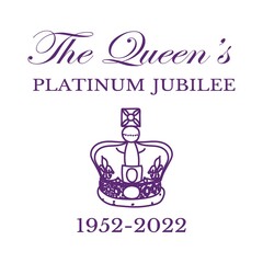 The Queens Platinum Jubilee crown celebration poster of Queen Elizabeth. Vector illustration for Her Majesty The Queen on her 70 years of service from 1952 to 2022