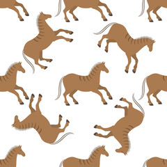 vector graphic seamless pattern with wild horses
