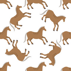 vector graphic seamless pattern with wild horses