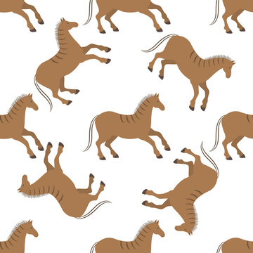 vector graphic seamless pattern with wild horses