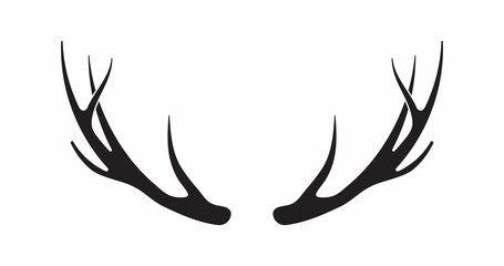 Obraz premium Deer antlers vector. Silhouette of the horns of a wild elk, roe deer on a white background.