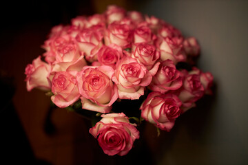 Bouquet of magnificent roses. Festive bouquet. A magnificent bouquet of fresh roses and flowers in full bloom. 