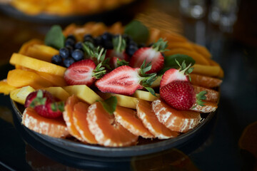 sliced fruits and berries. Fruit plate. vitamins