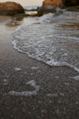 Sea. The water's edge on the sea. Small waves on the sea. 