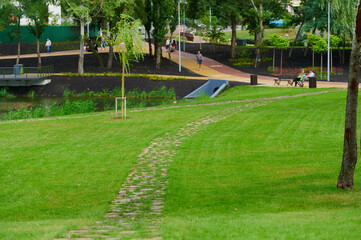 Obraz premium Urban landscaping with perennials in a landscape park