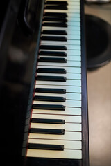 piano keyboard. black and white musical keys close-up. music concept