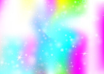 Unicorn background with rainbow mesh.