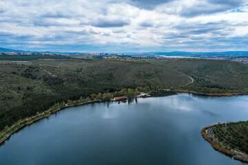 Aerial view of Eymir lake in Ankara,TURKEY.