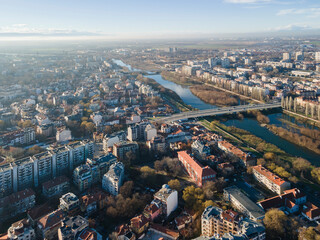 Aerial view of City of Plovdiv, Bulgaria